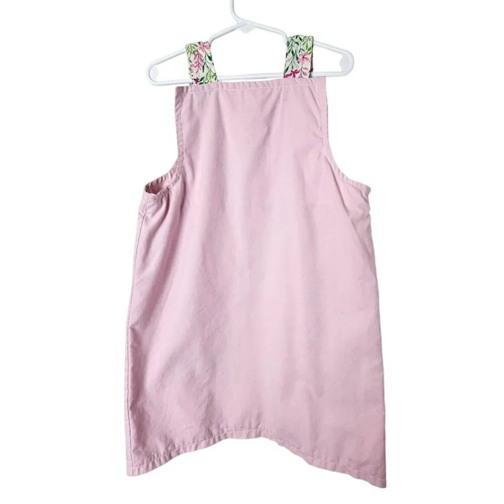 Homemade Pink Floral‎ Pocket Apron Dress Lace Ribbon Trim Ditzy Floral size 10